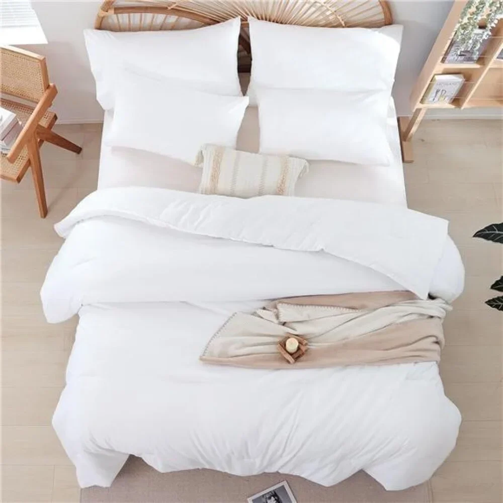 Full Size Comforter White Modern 3PCS Microfiber Full Size Comforter Sets